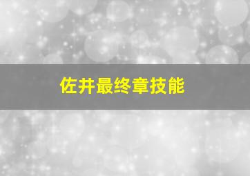 佐井最终章技能