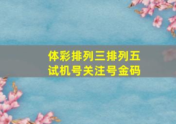 体彩排列三排列五试机号关注号金码