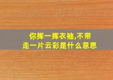 你挥一挥衣袖,不带走一片云彩是什么意思