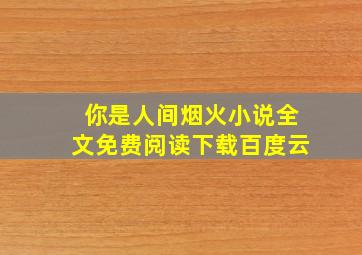 你是人间烟火小说全文免费阅读下载百度云