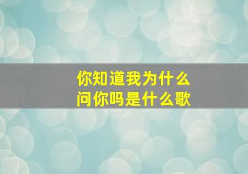 你知道我为什么问你吗是什么歌