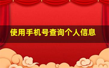 使用手机号查询个人信息