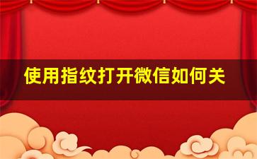 使用指纹打开微信如何关