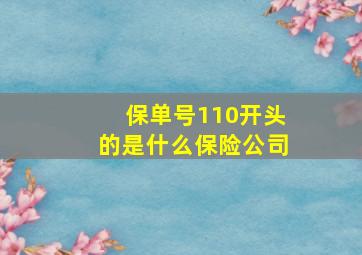 保单号110开头的是什么保险公司