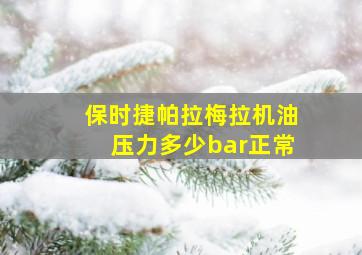 保时捷帕拉梅拉机油压力多少bar正常