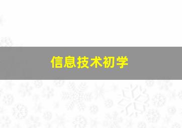 信息技术初学