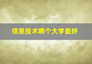 信息技术哪个大学最好