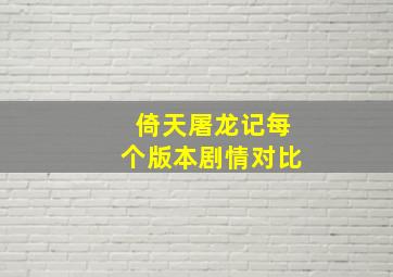 倚天屠龙记每个版本剧情对比