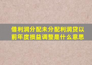 借利润分配未分配利润贷以前年度损益调整是什么意思