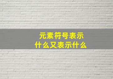 元素符号表示什么又表示什么