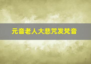 元音老人大悲咒发梵音