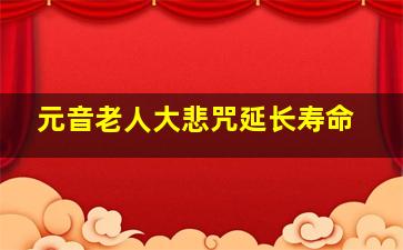 元音老人大悲咒延长寿命