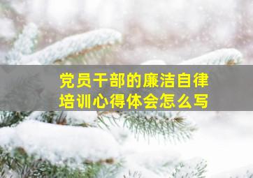 党员干部的廉洁自律培训心得体会怎么写