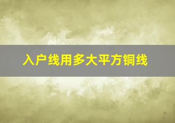 入户线用多大平方铜线