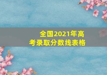 全国2021年高考录取分数线表格