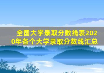 全国大学录取分数线表2020年各个大学录取分数线汇总