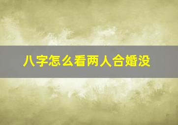 八字怎么看两人合婚没