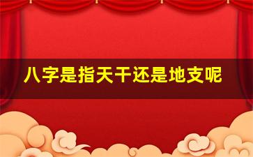 八字是指天干还是地支呢