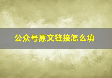 公众号原文链接怎么填