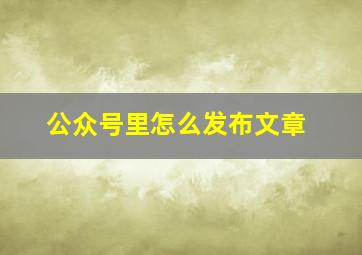 公众号里怎么发布文章