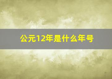 公元12年是什么年号