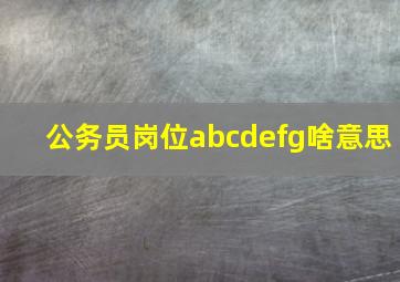 公务员岗位abcdefg啥意思