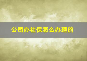 公司办社保怎么办理的