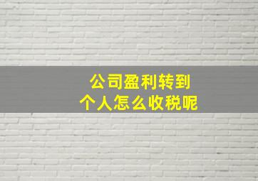 公司盈利转到个人怎么收税呢