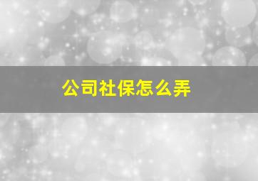 公司社保怎么弄