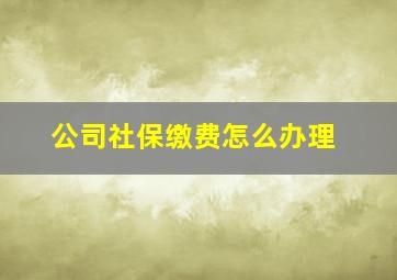 公司社保缴费怎么办理