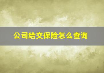 公司给交保险怎么查询