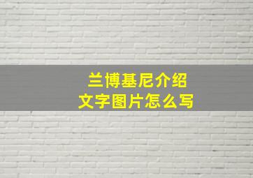 兰博基尼介绍文字图片怎么写