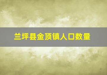 兰坪县金顶镇人口数量