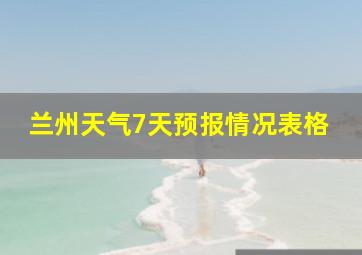 兰州天气7天预报情况表格