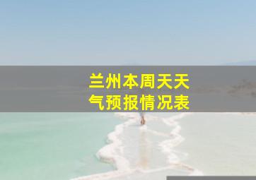 兰州本周天天气预报情况表