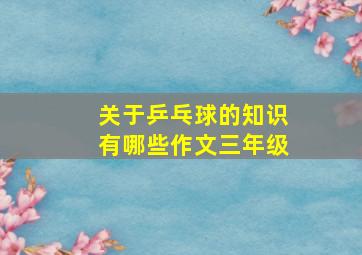 关于乒乓球的知识有哪些作文三年级