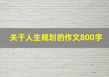 关于人生规划的作文800字