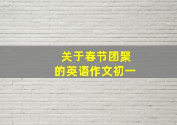 关于春节团聚的英语作文初一