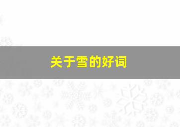 关于雪的好词