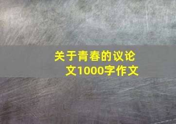 关于青春的议论文1000字作文