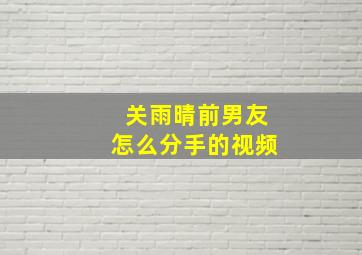 关雨晴前男友怎么分手的视频