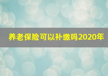 养老保险可以补缴吗2020年