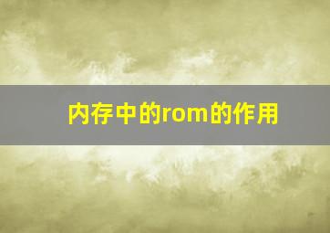 内存中的rom的作用