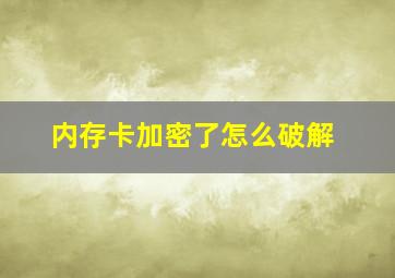 内存卡加密了怎么破解