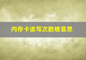 内存卡读写次数啥意思