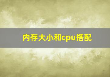 内存大小和cpu搭配