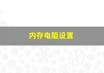 内存电阻设置