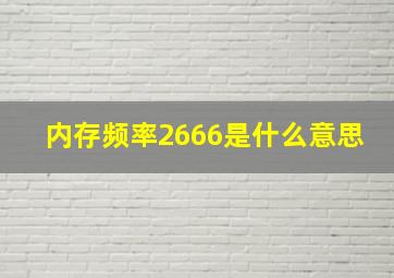 内存频率2666是什么意思