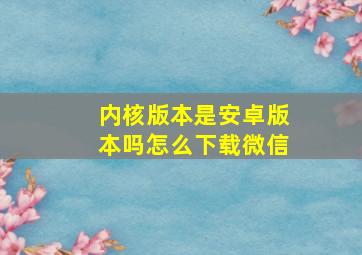 内核版本是安卓版本吗怎么下载微信