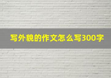 写外貌的作文怎么写300字